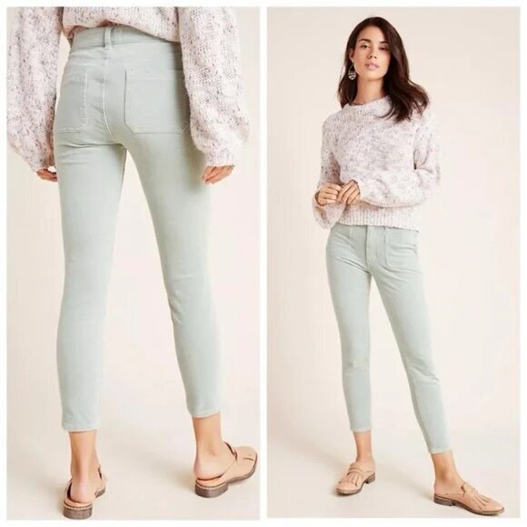 Pilcro Anthropologie High-Rise Stretch Corduroy Skinny Jean Mint Green-Size 32 P - Picture 1 of 13